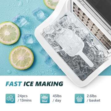 Euhomy Countertop Ice Cube Maker - 44Lbs Daily, Self-Cleaning, Perfect for Home
