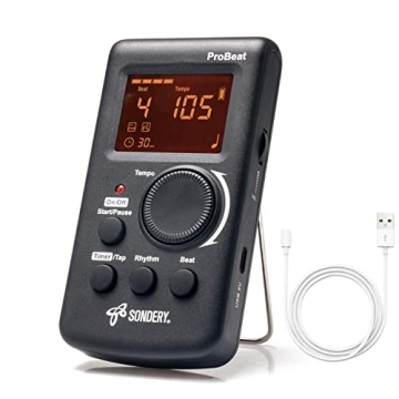 Sondery Digital Metronome for Guitar Piano Drum and All Instruments with Timer, English Vocal Counti...