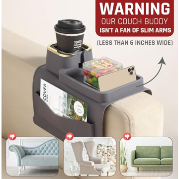 Sofatory Dual Sided Silicone Couch Cup Holder Tray