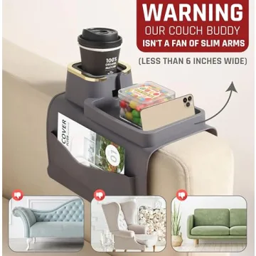 Sofatory Dual Sided Silicone Couch Cup Holder Tray