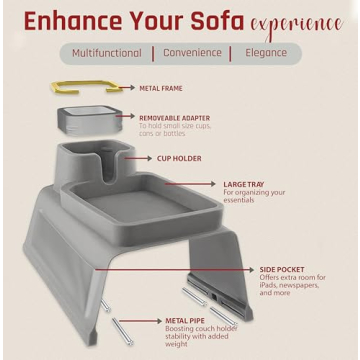 Sofatory Dual Sided Silicone Couch Cup Holder Tray