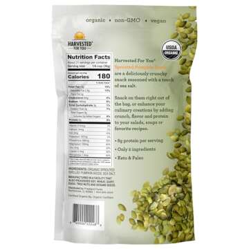 Harvested For You Sea Salted Sprouted Pumpkin Seeds, 22oz Bag, Non GMO, Paleo, Gluten Free, Vegan, O...