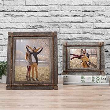 AKRILANE 8x10 Picture Frame Wood Rustic Decorative, Distressed & Vintage Looking Photo Frames Wall Decor for Wall Mount & Table Top Display for Home Decor – 8 x 10 Wedding Picture Frames - Style A