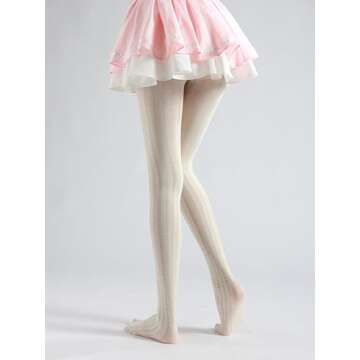 Sahabowi Women Hearts Vertical Jacquard Tights, Sheer High Waist Pantyhose, Vintage Control Top Stockings Thin Transparent(HLW2024011204white, White hearts vertical jacquard, 1pcs)