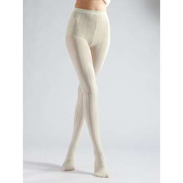 Sahabowi Women Hearts Vertical Jacquard Tights, Sheer High Waist Pantyhose, Vintage Control Top Stockings Thin Transparent(HLW2024011204white, White hearts vertical jacquard, 1pcs)