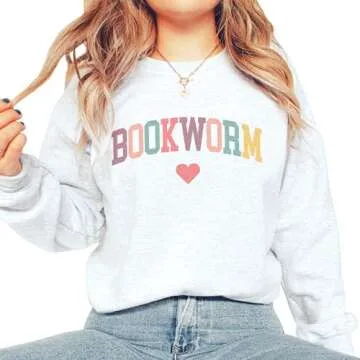 Retro Bookworm Heart Sweatshirt, Gift For Book Lover, Bookish Librarian Sweater, Book Club Gift, Unisex Crewneck Reading Sweatshirt