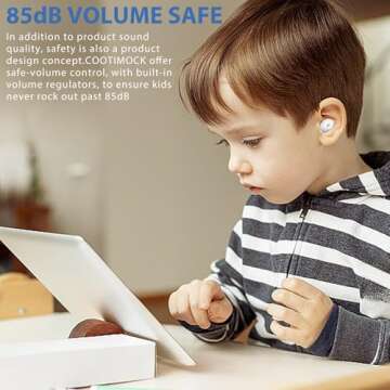 Kids Bluetooth Earbuds with Mic, 85dB Limit and 30Hrs Playtime