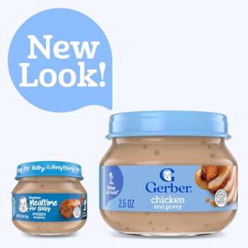 Gerber Baby 2nd Foods Chicken & Gravy, Non-GMO Pureed Baby Food, Glass Jar, Pack of 20