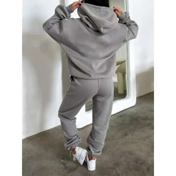KANSOON Cozy Fleece Pullover Hoodie Jogging Set for Women