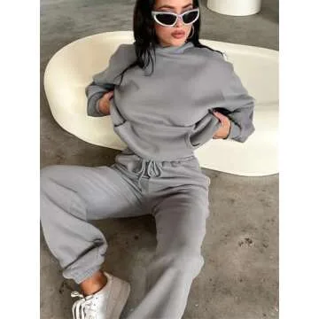 KANSOON Cozy Fleece Pullover Hoodie Jogging Set for Women