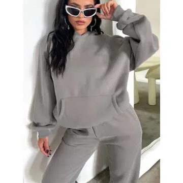 KANSOON Cozy Fleece Pullover Hoodie Jogging Set for Women