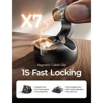 8-Pack Magnetic Cable Clips [1S Snap-On] Desk Cord Organizer, LISEN Office Desk Organizers and Accessories with 4 Extra Strong Adhesive Pads, Cord Holder for Nightstand, Home, Wall, Car, Desktop