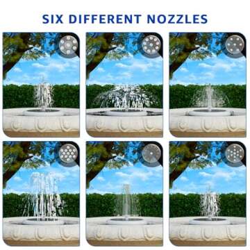 Postlucky 3.5W Solar Bird Bath Fountain Pump RGB Color LED Lights Solar Powered Water Fountain with 6 Nozzle IP66 Waterproof Floating Solar Fountain Pump for Bird Bath Outdoor Pool Garden Pond