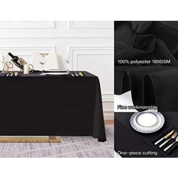 Surmente 2 Pack Black Tablecloth 90 x 132-inch Rectangular Polyester Table Cloth for Weddings, Banqu...