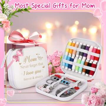 Coquimbo Sewing Kit Mothers Day Gifts for Mom Her Women Mother, Sewing kit Small Portable Sewing Supplies Accessories with Carrying Case Includes Thread, Needle, Scissors, Measure Tape, Thimble