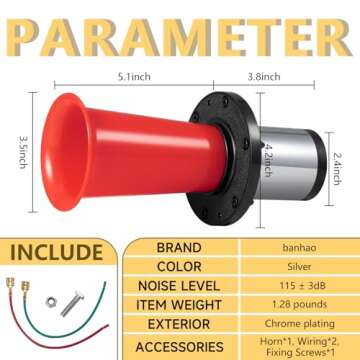 OOGA Air Horn Antique Ahooga Vintage Classic Old Style School 12V 110DB Banhao Auto Car Truck Air Fun Horn Red