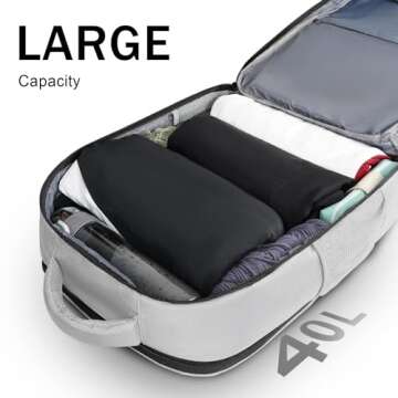 MATEIN Travel Laptop Backpack, 17 Inch Flight Approved Carry on Backpack for Men & Women, 40L Water Resistant Anti-Theft Luggage Daypack Business College Weekender Overnight Travel Bag, Gray