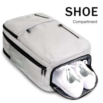 MATEIN Travel Laptop Backpack, 17 Inch Flight Approved Carry on Backpack for Men & Women, 40L Water Resistant Anti-Theft Luggage Daypack Business College Weekender Overnight Travel Bag, Gray