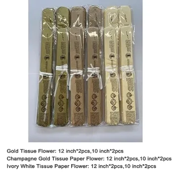 Gold Champagne Gold Ivory White Paper Flower Pom Poms DIY Kit