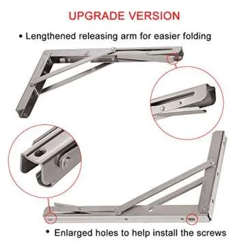 YUMORE Folding Shelf Brackets 12", Max Load: 330lb Heavy Duty Stainless Steel Collapsible Shelf Brac...