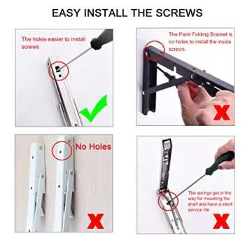 YUMORE Folding Shelf Brackets 12", Max Load: 330lb Heavy Duty Stainless Steel Collapsible Shelf Bracket for Table Work Bench, Space Saving DIY Bracket, Pack of 2