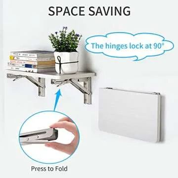 YUMORE Folding Shelf Brackets 12", Max Load: 330lb Heavy Duty Stainless Steel Collapsible Shelf Bracket for Table Work Bench, Space Saving DIY Bracket, Pack of 2