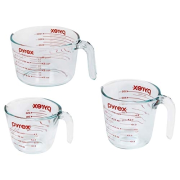 Pyrex 3PC Measuring Cup Set - Glass 1, 2, & 4 Cups