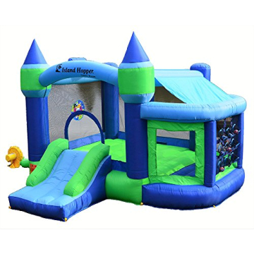 Island Hopper Shady Play Game Room with Shaded Canopy - Recreational Kids Bounce House with Padded F...