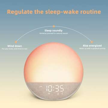 Sunrise Alarm Clock White Noise Machine: Natural Wake Up Light - Dimmable Clock with Bluetooth Speaker for Bedroom - 25 Sleep Sounds for Baby Adults Kids Putty
