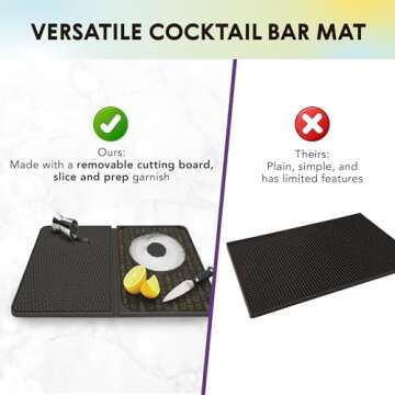Talisman Designs Original Multi-Use Cocktail Bar Mat for Countertop | 9 x 12 | Black | Versatile Bar Spill Mat | Slice & Prep Cutting Board | Non-Slip Work Surface | Home Bar Accessory