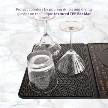Talisman Designs Original Multi-Use Cocktail Bar Mat for Countertop | 9 x 12 | Black | Versatile Bar Spill Mat | Slice & Prep Cutting Board | Non-Slip Work Surface | Home Bar Accessory
