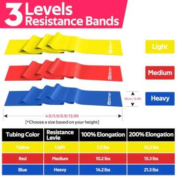 Resistance Bands for Working Out, Exercise Bands for Physical Therapy, Stretch, Recovery, Pilates, Rehab, Strength Training and Yoga Starter Set