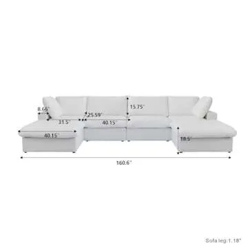 WJShome Cloud Modular Sectional Sofa with 2 Storage Ottomans,160.6" U Shaped Sofa Couch,Minimalist Wide Deep Seat Convertible CouchesSofa Covers Washable&Replaceable,White