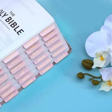 XKDOUS Pink Leather Bible Tabs for Study and Gift