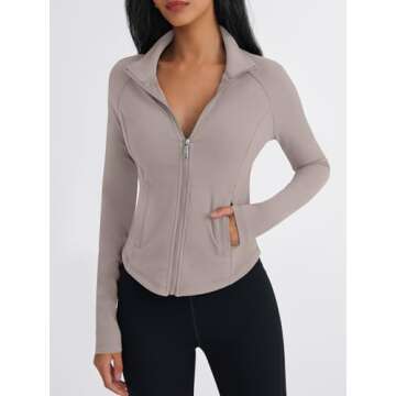 Trendy Queen Women's Full Zip Up Scrubs Lightweight Jacket Cropped Long Sleeve Workout Sweatshirts S...