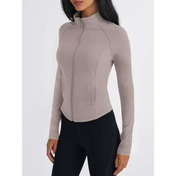 Trendy Queen Women's Full Zip Up Scrubs Lightweight Jacket Cropped Long Sleeve Workout Sweatshirts Slim Fit Running Hoodies CoffeeGrey XL