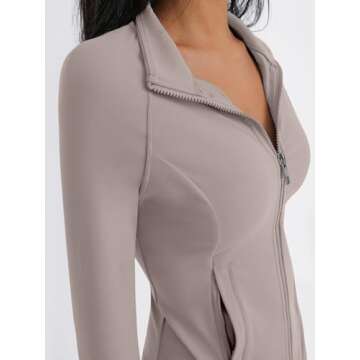 Trendy Queen Women's Full Zip Up Scrubs Lightweight Jacket Cropped Long Sleeve Workout Sweatshirts Slim Fit Running Hoodies CoffeeGrey XL