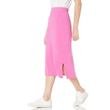 Amazon Essentials Women's Pull-On Knit Midi Skirt (Available in Plus Size), Bright Pink, X-Small