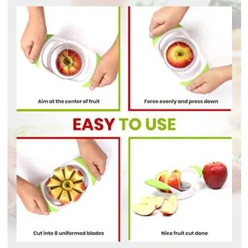 Utopia Kitchen Apple Corer and Slicer Fruit Cutter Apple Divider Wedger Stainless Steel Slicer for Fruits and Vegetables Ergonomic Handle Easy Grip 8 Sharp Blades Green