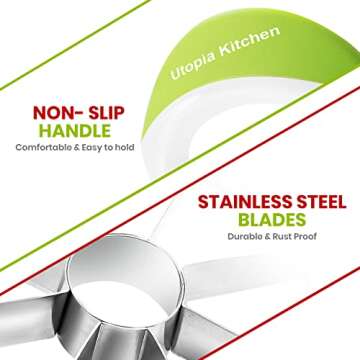 Utopia Kitchen Apple Corer and Slicer Fruit Cutter Apple Divider Wedger Stainless Steel Slicer for Fruits and Vegetables Ergonomic Handle Easy Grip 8 Sharp Blades Green