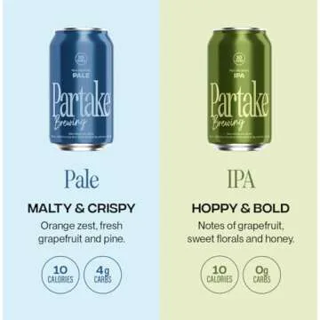 Partake Brewing Craft Non-Alcoholic Beer, IPA & Pale Variety Pack 12 Pack x 12 Fl Oz Cans - Low-Calo...
