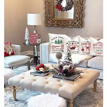 Kithomer Farmhouse Christmas Pillow Covers 18x18 Set of 4 Rustic Winter Holiday Xmas Decor Christmas...