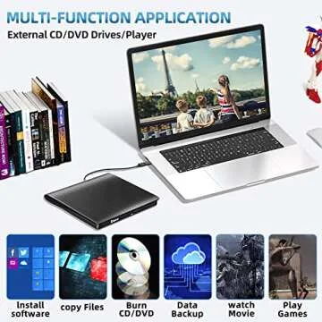 External DVD Drive USB 3.0 Type-C CD Burner Portable CD +/-RW Drive DVD Player for ROM Rewriter Burner Compatible with Laptop Desktop PC Windows MacBook Linux Mac OS