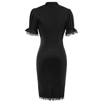 Scarlet Darkness Black Dress for Funeral Women Business Dresses Office Work Short Sleeve Bodycon Pencil Dress Black M