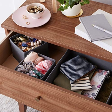 Amazon Basics Cloth Drawer Storage Organizer Boxes for Socks, Underwear and Baby Items, Set of 6, Gray