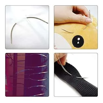 Honbay 60PCS Metal Curved Leather Needle C Type Weaving Hand Needle for Upholstery Carpet Leather Canvas Repair (2.5/3/3.5/4/5/6 Inch)