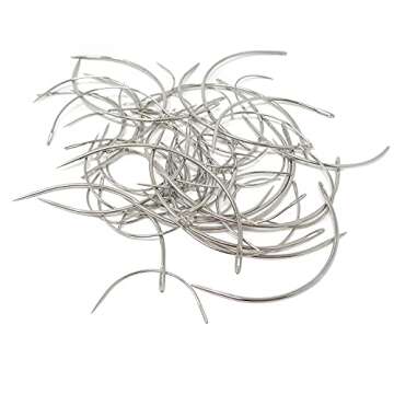 Honbay 60PCS Metal Curved Leather Needle C Type Weaving Hand Needle for Upholstery Carpet Leather Canvas Repair (2.5/3/3.5/4/5/6 Inch)