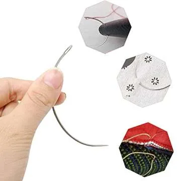 Honbay 60PCS Metal Curved Leather Needle C Type Weaving Hand Needle for Upholstery Carpet Leather Canvas Repair (2.5/3/3.5/4/5/6 Inch)