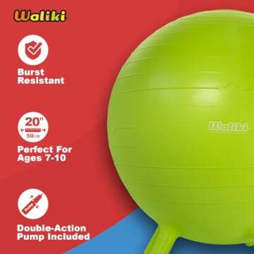 WALIKI Alternative Classroom Seating Chair Ball | 20" Flexible Classroom Seating | Green Stability B...