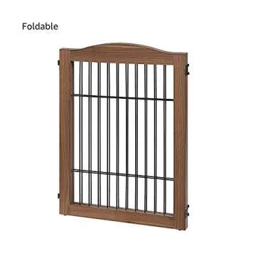 unipaws 44" Wide Dog Gate and Extension Kit, Free Standing Pet Gate, Wooden Dog Gates for Stairs, Doorway, Indoor Safety Fence for Dogs, 31.5" Height, Walnut